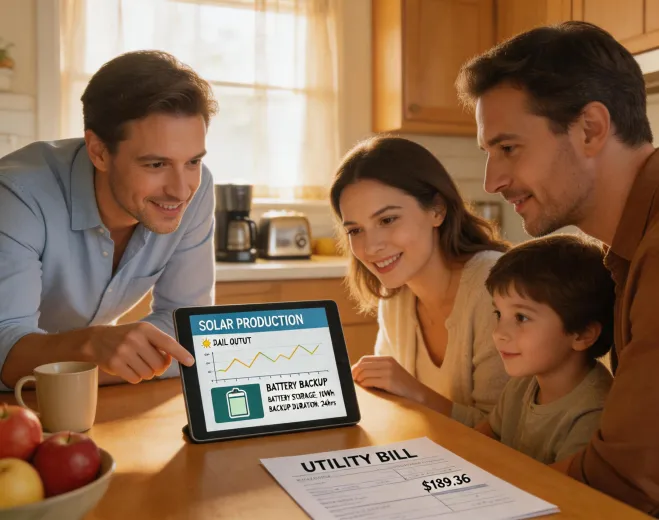 Home energy advisor speaking with family