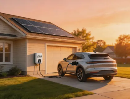 EV charger beside driveway
